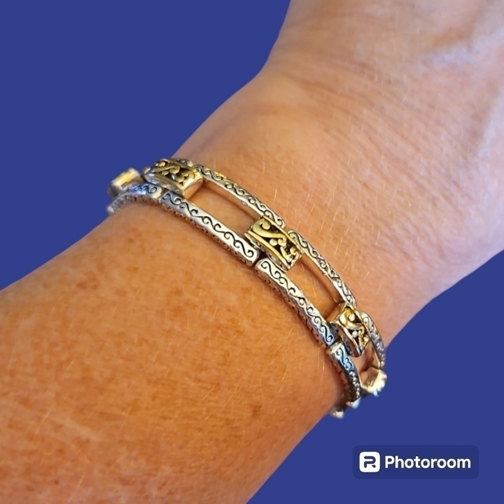 VTG Scroll Rectangle Link Western Bracelet NWOT